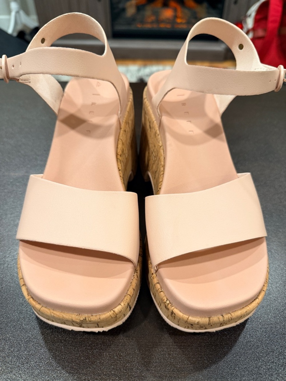 Reef Blush Pink Cork Wedge Sandals with Ankle Strap - Picture 2 of 9